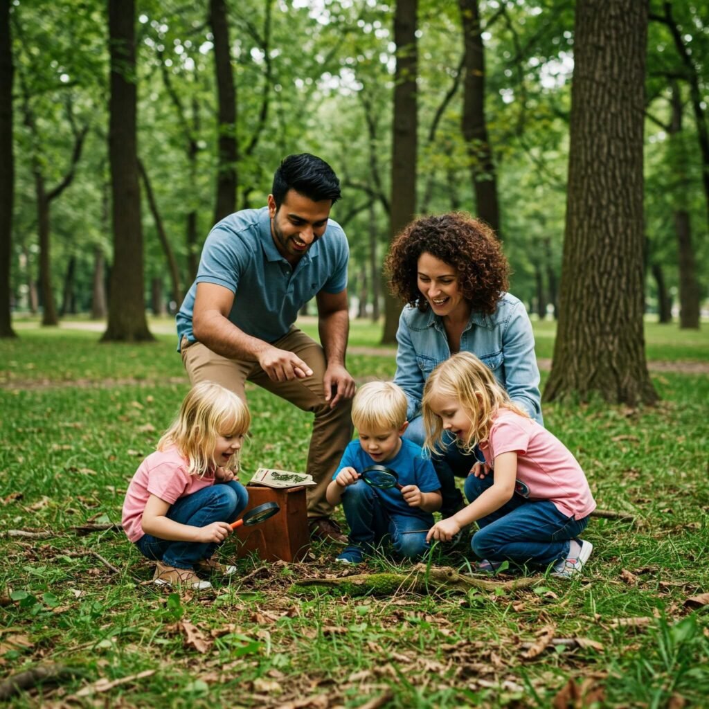 Family exploring nature