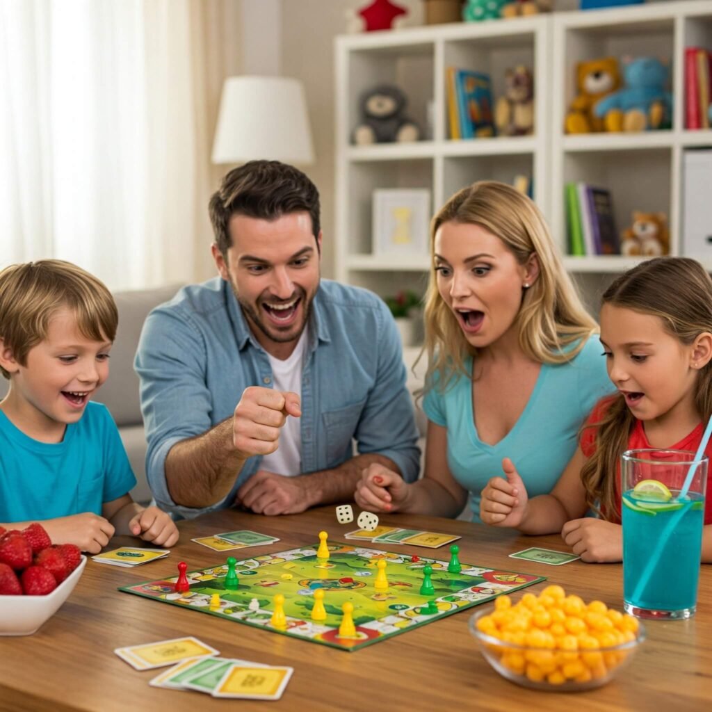 A family playing a board game