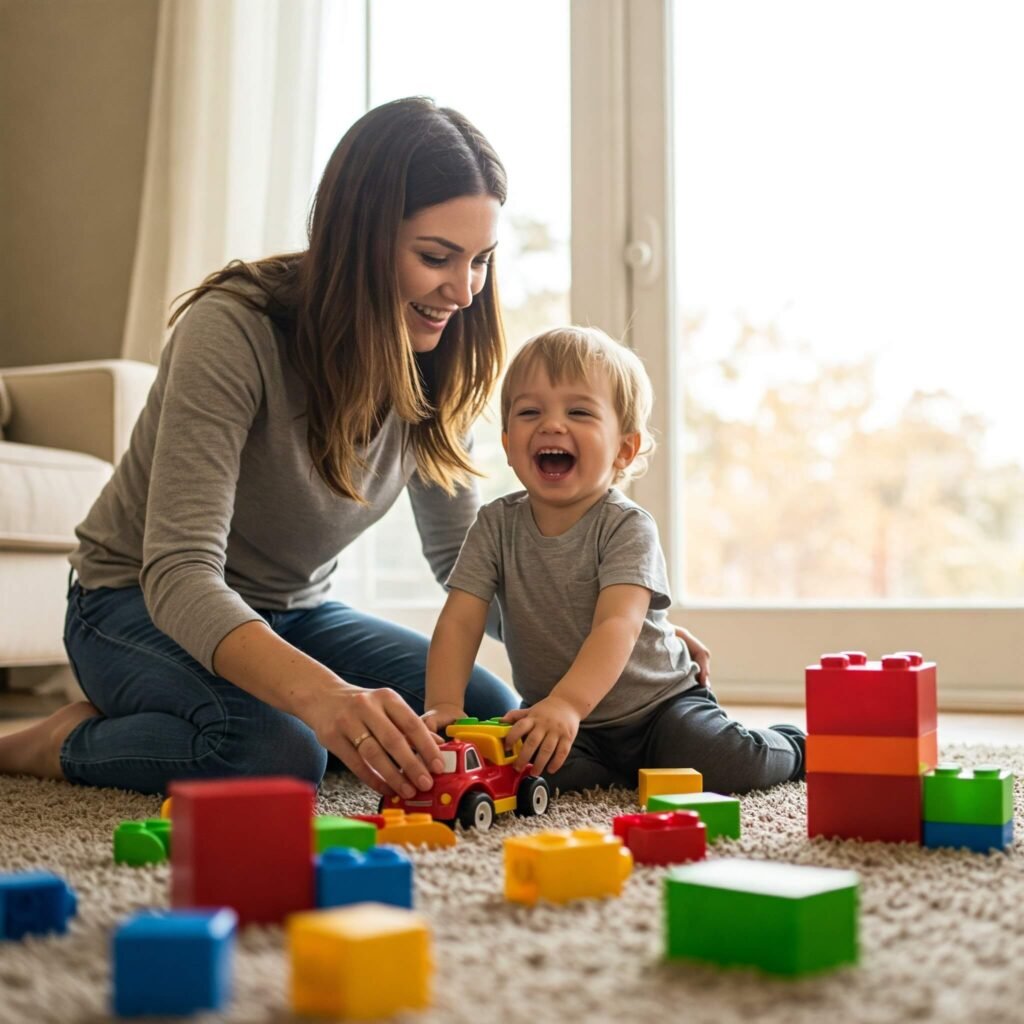 Mom and child playing together