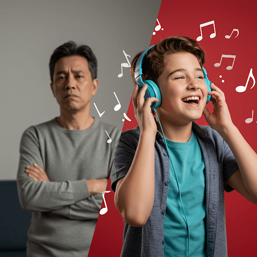 Parent teen music contrast