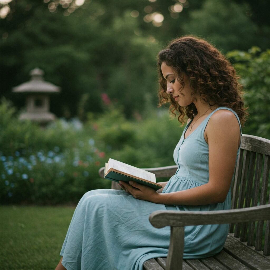 Single parent relaxing, practicing self-care