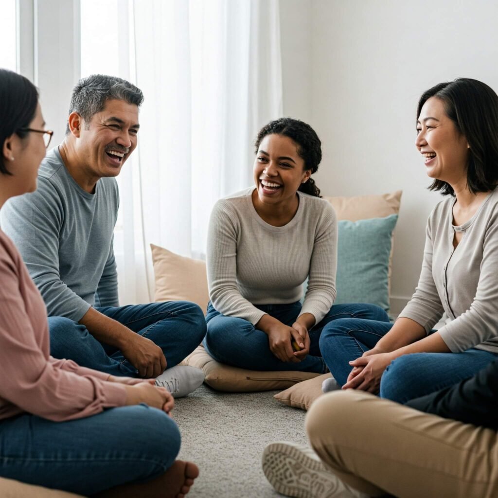 Supportive group of diverse parents