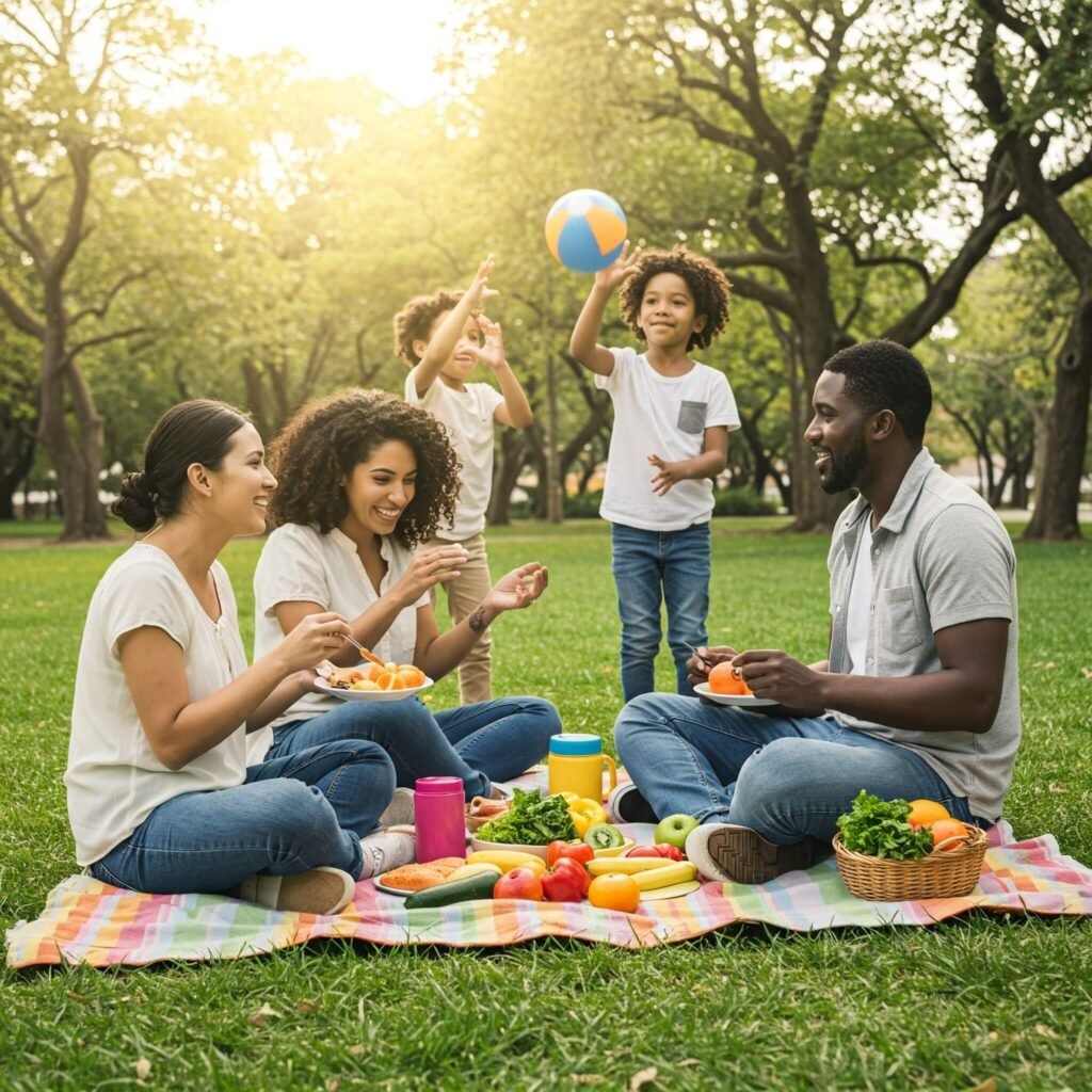 Family enjoying a healthy meal together