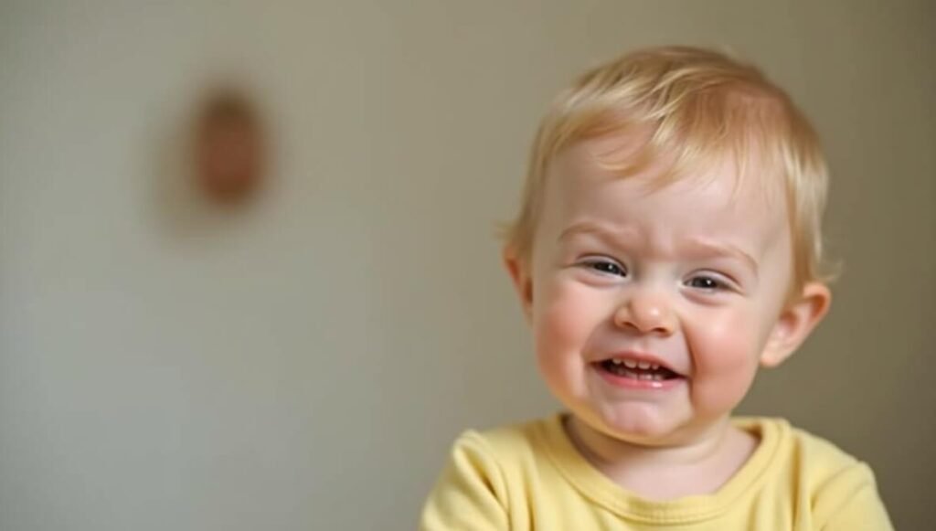 Happy toddler playing
