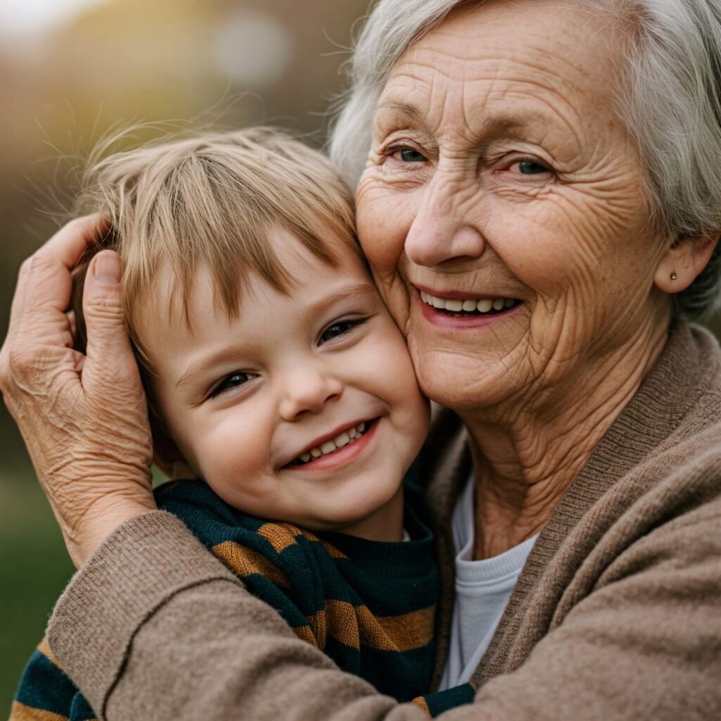 Grandparent grandchild hug