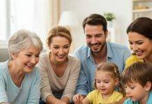 Family Games for All Ages: Your Guide to Laughter and Connection Family playing various games together, smiling.