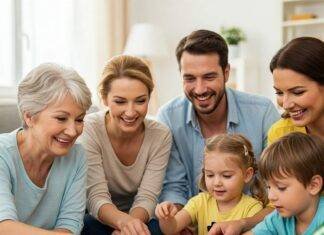 Family Games for All Ages: Your Guide to Laughter and Connection Family playing various games together, smiling.