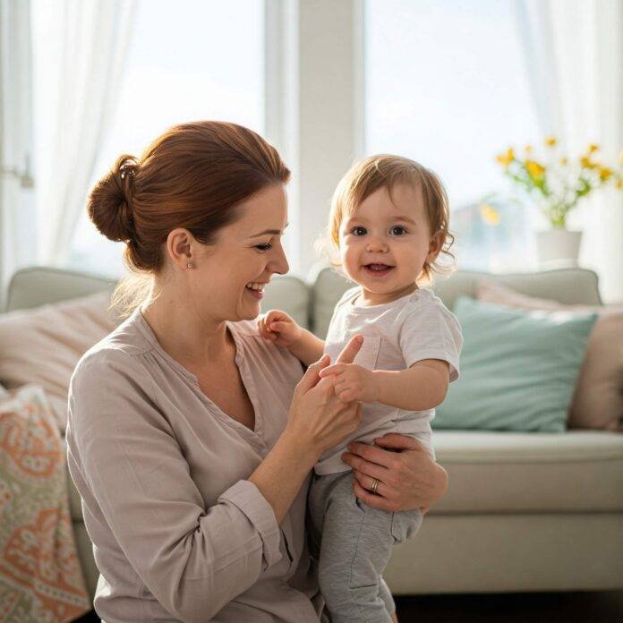 Confident diverse parents and children laughing together at home Confident diverse parents and children laughing together at home