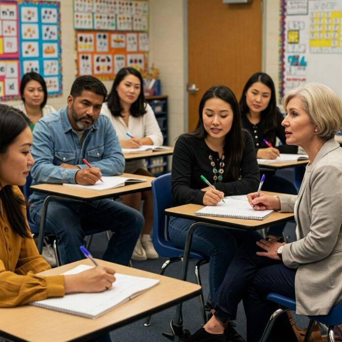 Parents attending interactive parenting class workshop Parents attending interactive parenting class workshop