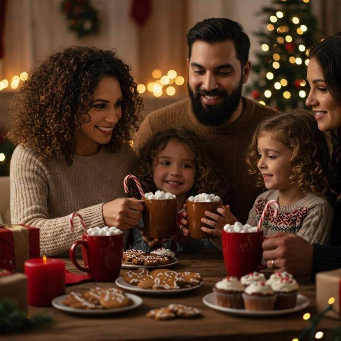 Family having a hot chocolate party Family having a hot chocolate party