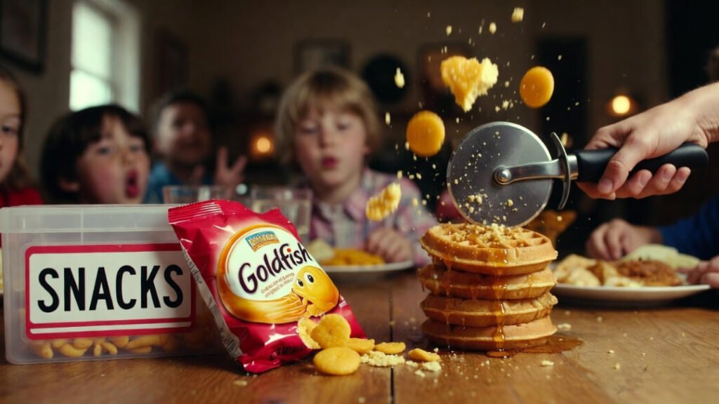 Silly faces, crumbs everywhere