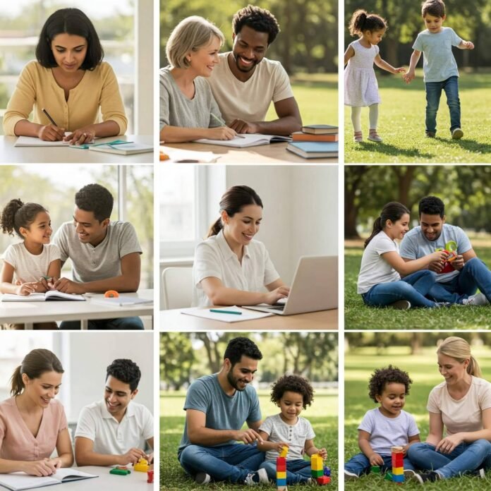 Supportive parents interacting with children Supportive parents interacting with children