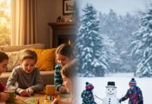 Snow Day Activities for Kids: The Ultimate List for All Ages Kids enjoying snow day activities indoors and outdoors