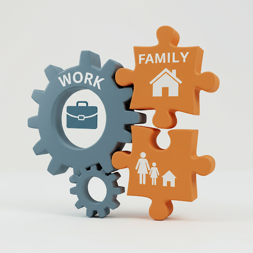 Work and family gears interlocking Work and family gears interlocking